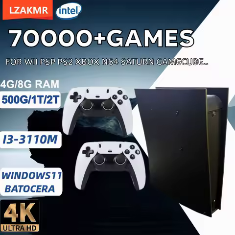 Retro Game Console BS5 60+Emulators 500GB Batocera I3-3110M 70000+Games For Wii PS2 PSP GameCube N64 Wireless handle 4K HD TVBox