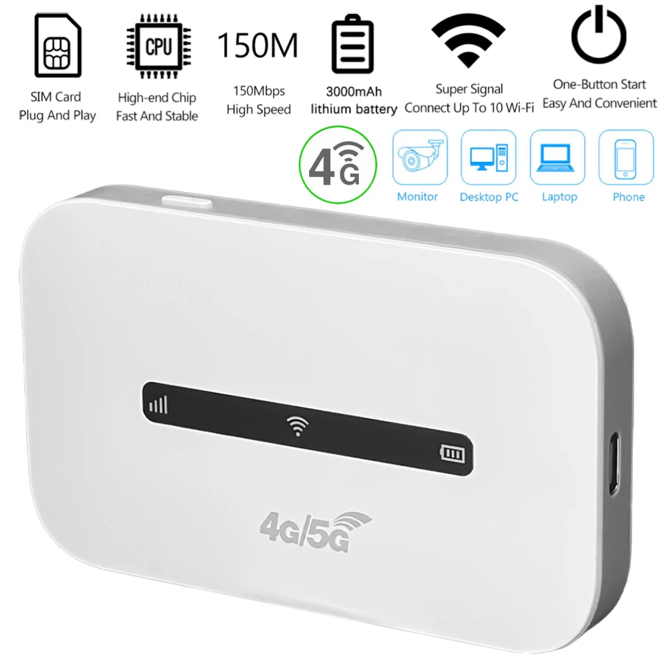 ポータブルWiFiルーター 150Mbps 4G LTE 4G LTE ポケットWiFiルーター 150Mbps 3000mAh