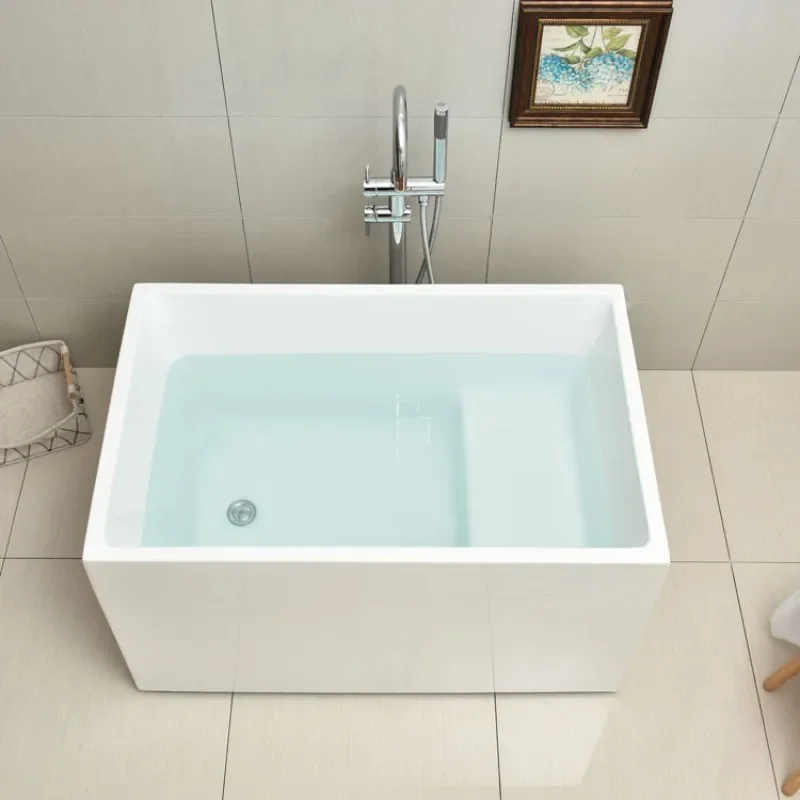 Seamless Acrylic Bathtub Deep Soaking Tub Thickened Thin Edge Compact Design for Small Bathroom Adult Home Use