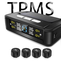 Universal TPMS Car Tire Pressure Alarm Monitor System 4 Sensors Display Solar Intelligent Tyre Pressure Temperature Warning