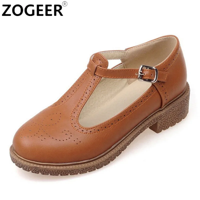 

Fashion T-straps Oxford Shoes Women Flats Spring Fashion Flat Heels Casual Ladies Black Brown Loafer Shoes Girls Comfortable