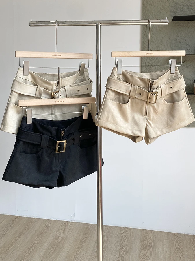 アメリカンスレ ハイウエスト スエード ワークウェア オルツ レディース 秋冬新作 ハイウエスト 着痩せ 小さいサイズ 多用途 ホットパンツ