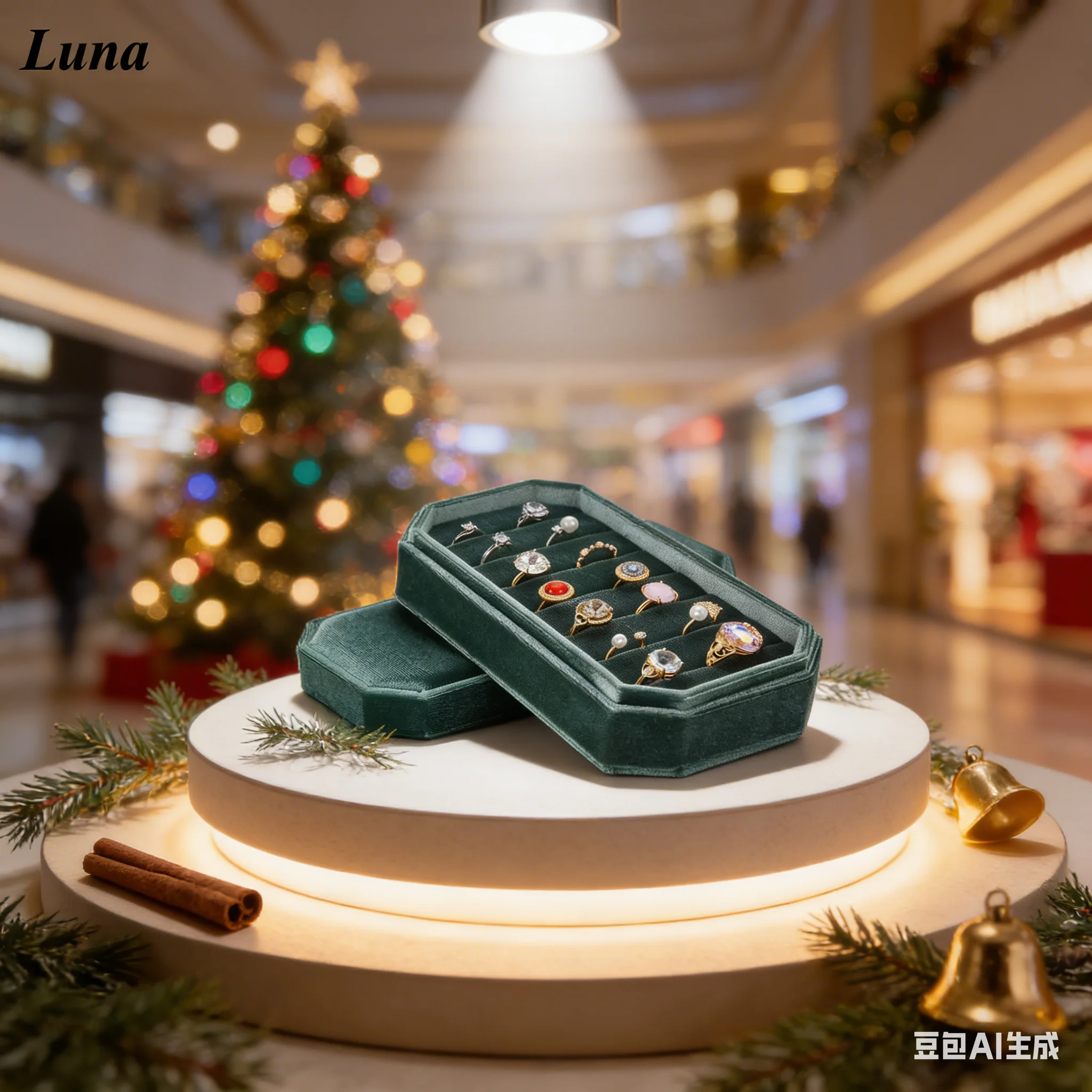 

Бархатный органайзер для колец, зеленый чехол-держатель для сережек, 7 слотов, бархатная прямоугольная коробка для колец с ювелирными изделиями, держатель для колец