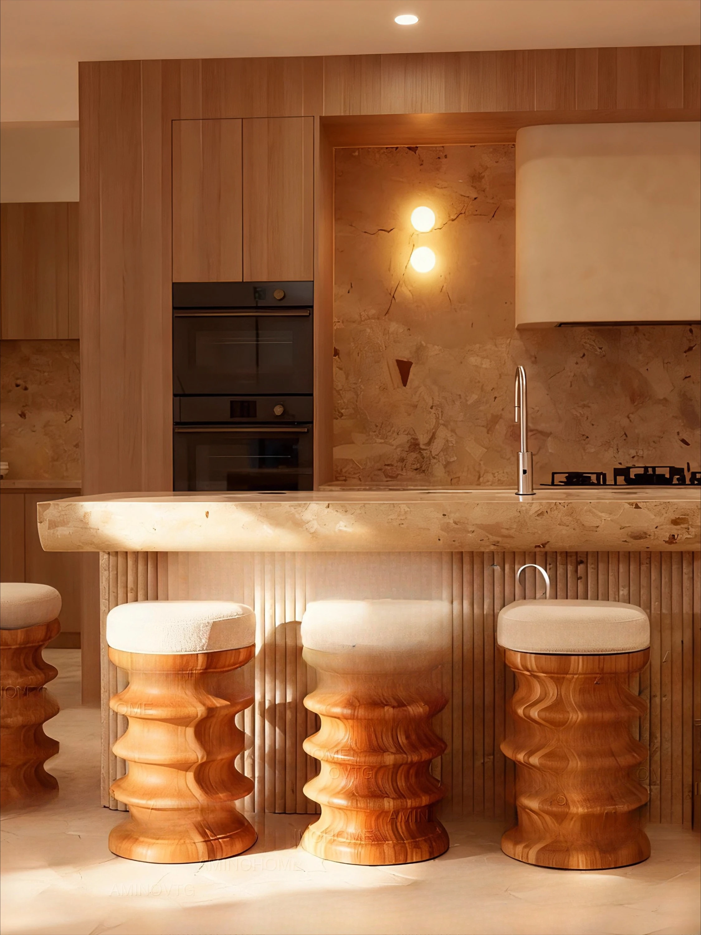 

Retro style bar bar chair log tall round stool solid wood/villa large flat bar stool