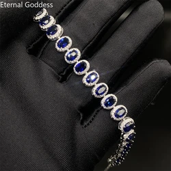 Jewelry Natural Sri Lankan Sapphire Bracelet Wedding Sapphire Silver Bracelet Women Romantic Gifts Bracelet for Women Luxury