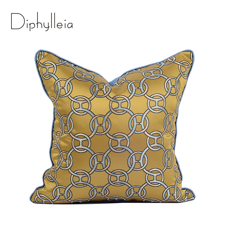 

Diphylleia Modern Stylish Cushion Cover Geometry Circles Rings Chain Jacquard Decorative Comfy Pillow Case 50x50cm Free Shipping