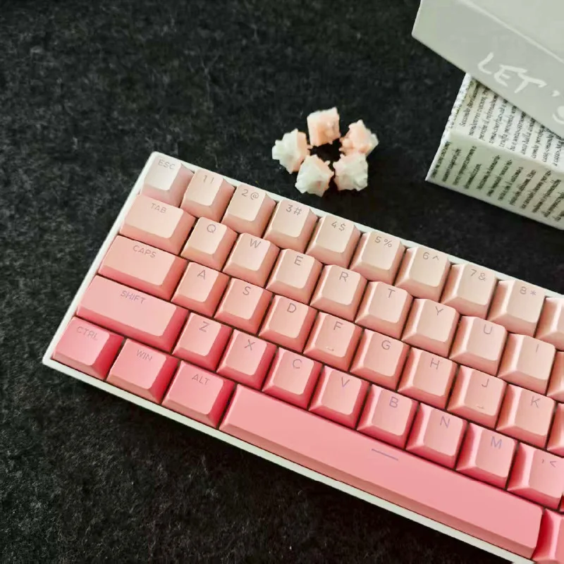 Taoyao Pink Gradient Front-Printed PBT OEM Profile 133 Keys Full Set Custom Mechanical Keyboard Keycaps