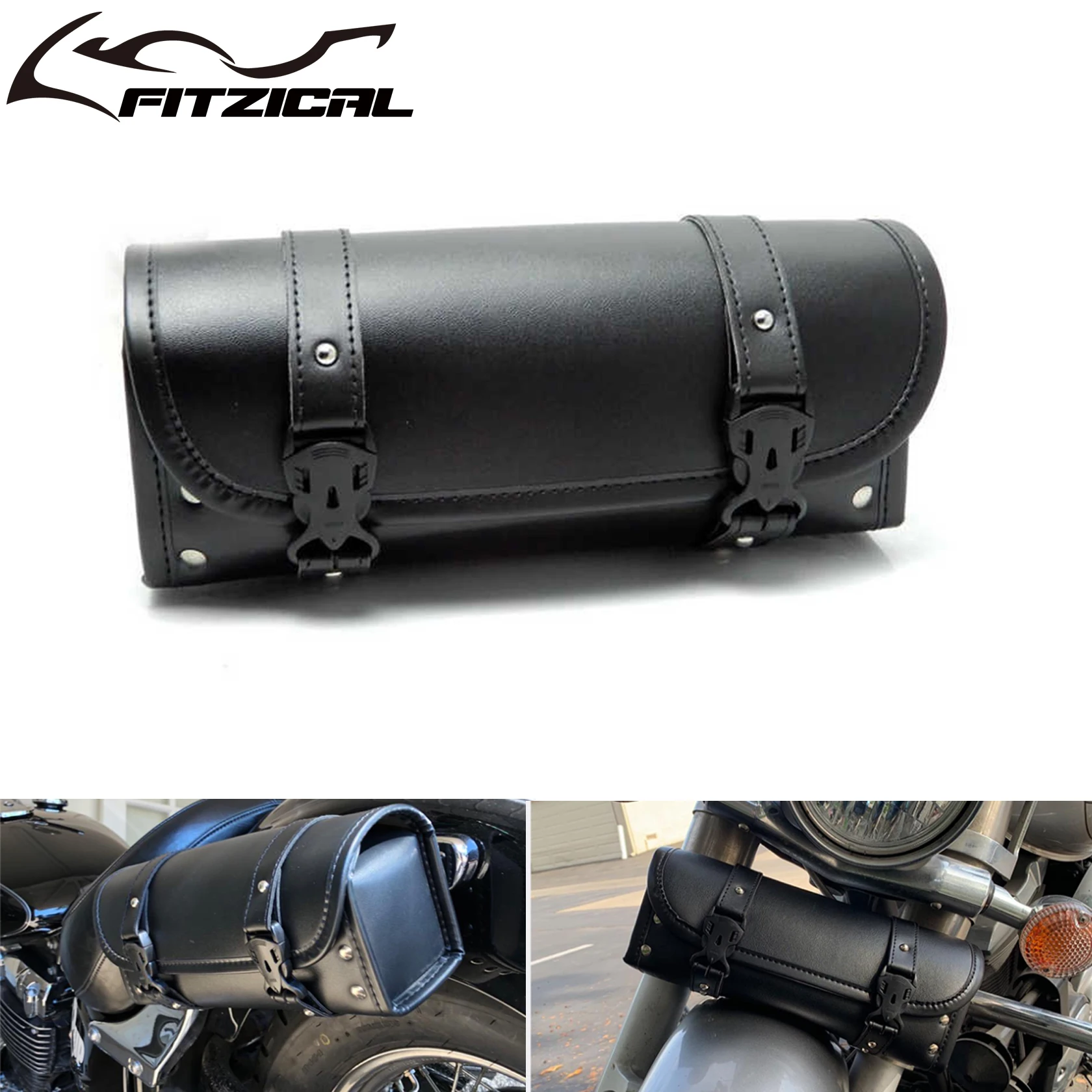 Borsa per attrezzi universale per moto Forcella anteriore Manubrio Borsa laterale Roll Racing Storage per Harley Sportster Dyna Chopper Bobber Custom