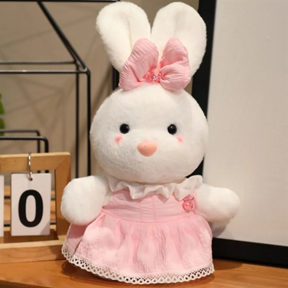 

Wearing Bow Lace Dress Cartoon Rabbit Toys Soft Sweet Elegant Soft Fluffy Doll Cute Pretty Elephant Doll Gift for Couples
