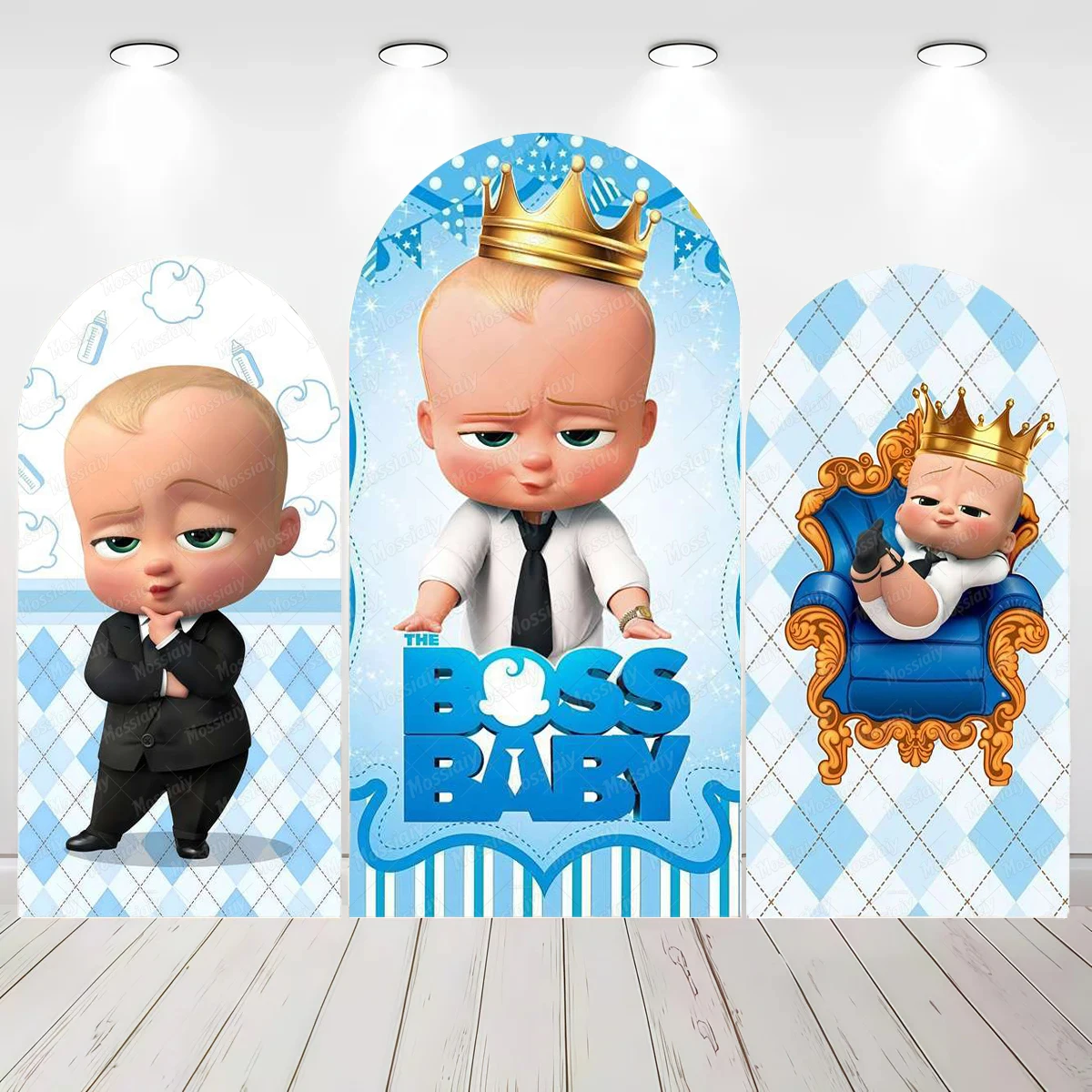 Baby Boss Themen-Bogenhintergrund-Abdeckung für Jungen-Geburtstagsfeier-Dekoration, Babyparty-Fotohintergrund, Fotostudio-Shootings