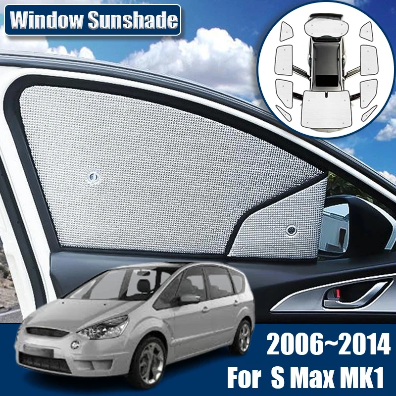 Car Window Sunshades For Ford S Max 2006~2015 2011 2009 Accessories Windshield Anti-UV Visor Sun Blind Cover Interior Auto Parts
