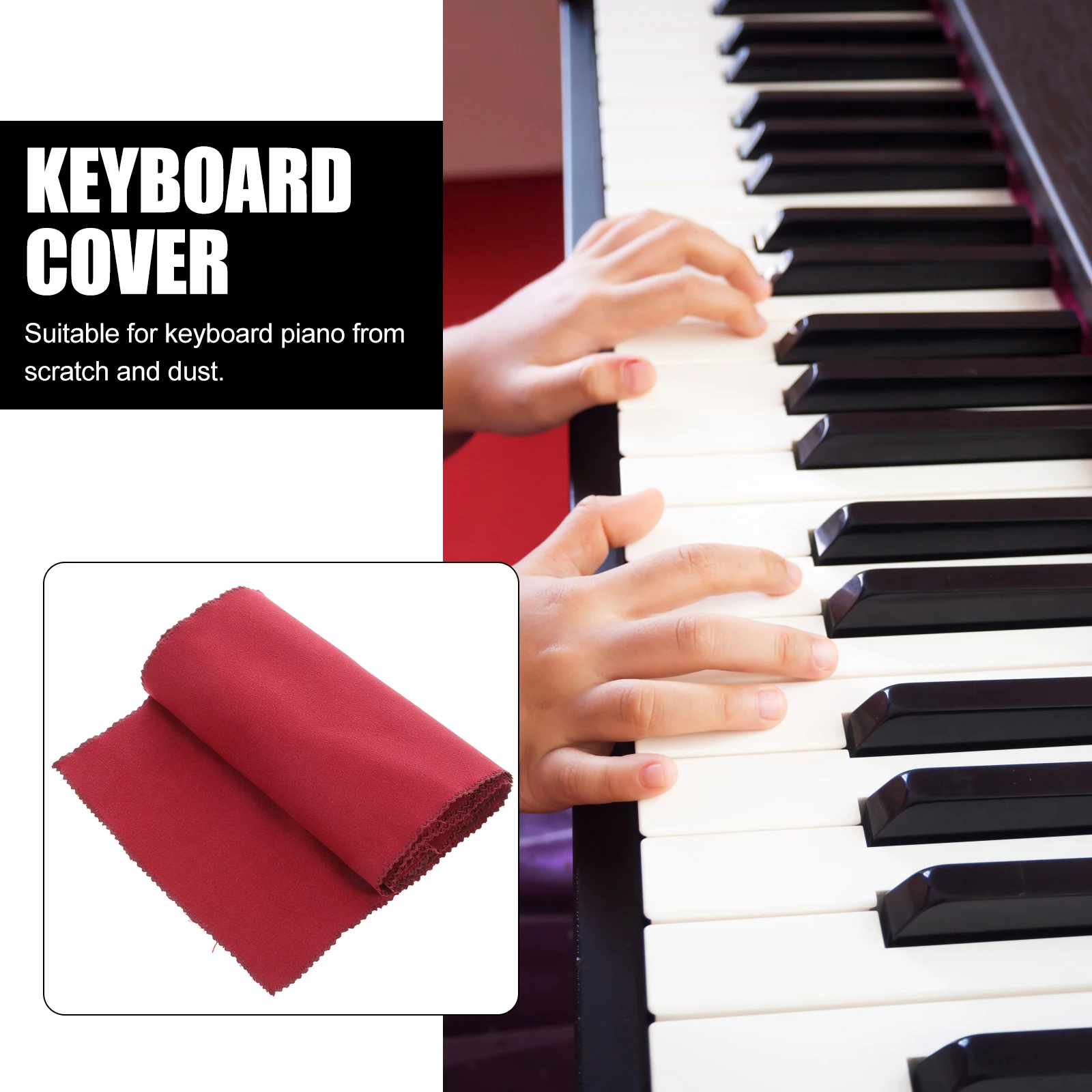 

127 *15CM Piano Keyboard Dust Cloth Accessory Cleaning Red Covers Office