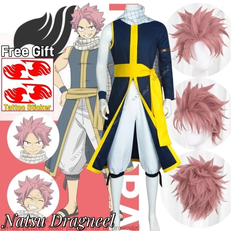 

Нацу Драгнил Аниме FAIRY Cos Man TAIL Косплей Костюм Парик Татуировка Наклейка Взрослый мужчина Ролевая игра Унисекс Хэллоуин Огненный Дракон