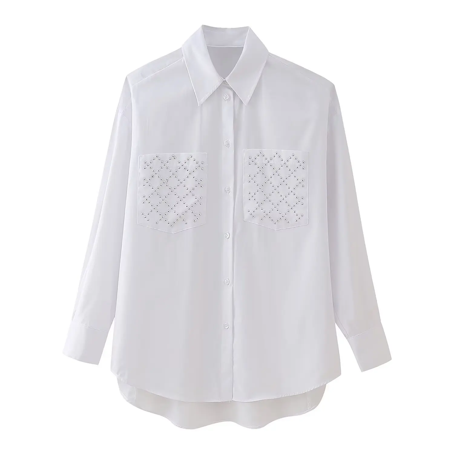 

European and American style 2025 early autumn new rivet decoration loose casual long-sleeved shirt