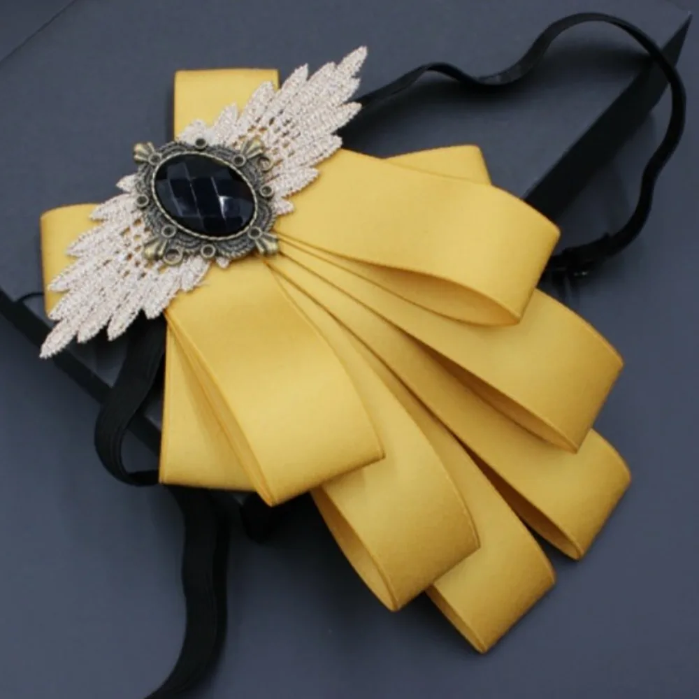 Fashion Faux Stone Men's Suit Lapel Flowers Alloy Polyester Bow Tie Necktie Neck Decoration Compere