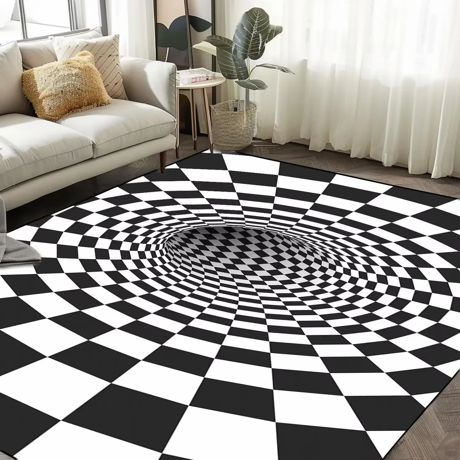Large Rug for Living Room 3D Optical Illusion Checkerboard Carpet Printed Rugs Bedroom Mat Entry Door Mats Home Decoration 거실카페트