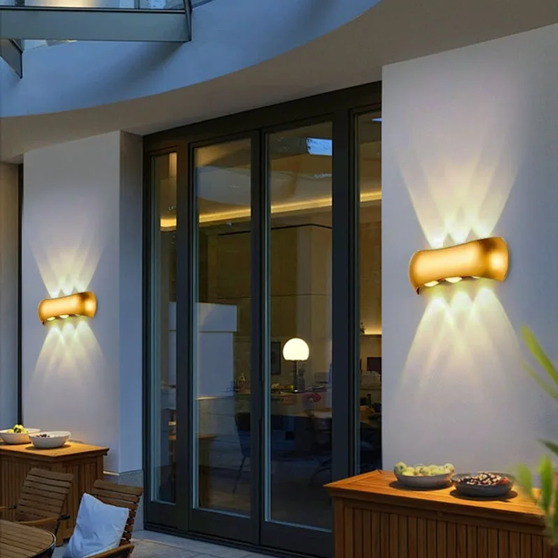Simple indoor bedside lamp living room corridor villa hotel decoration outdoor waterproof die-casting aluminum wall lamp gold