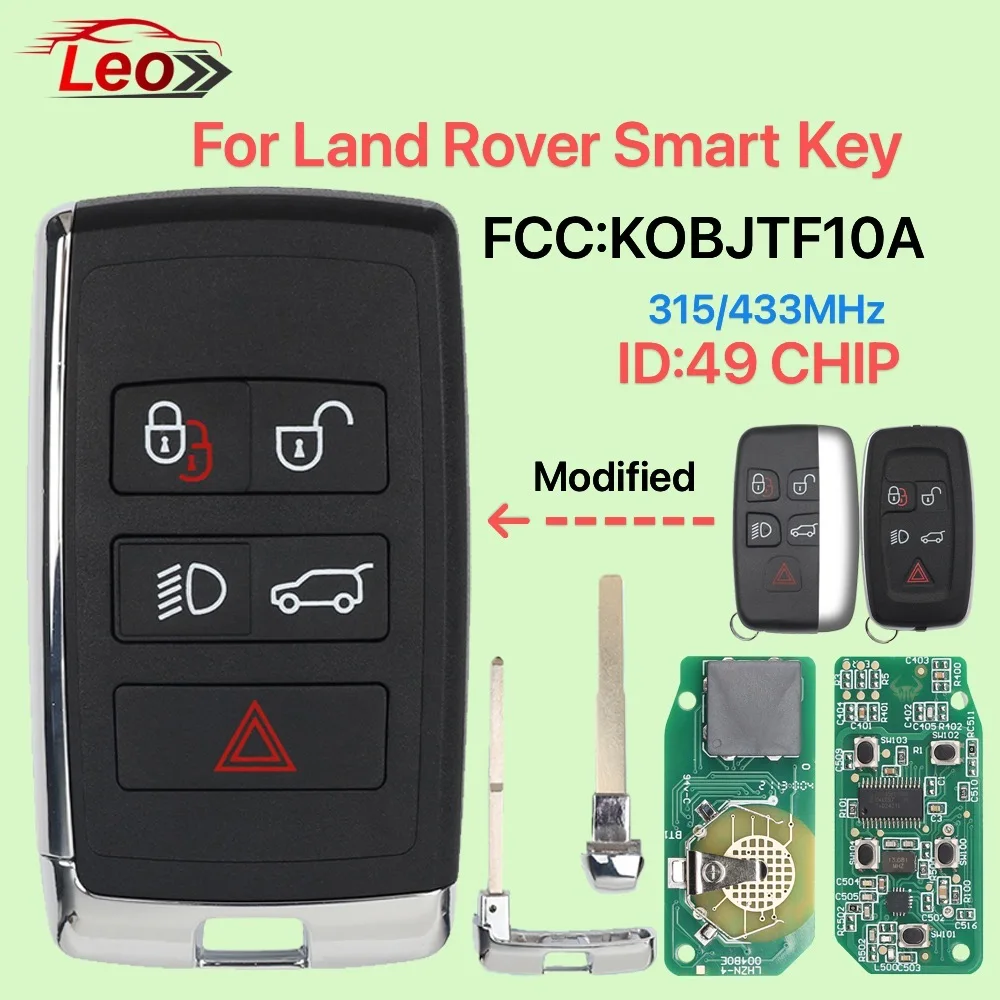 Leo FCC:KOBJTF10A 315/433MHz ID:49CHIP Car Smart Remote Key For Land Rover Range Rover Sport Evoque Freelander Jaguar Discovery4