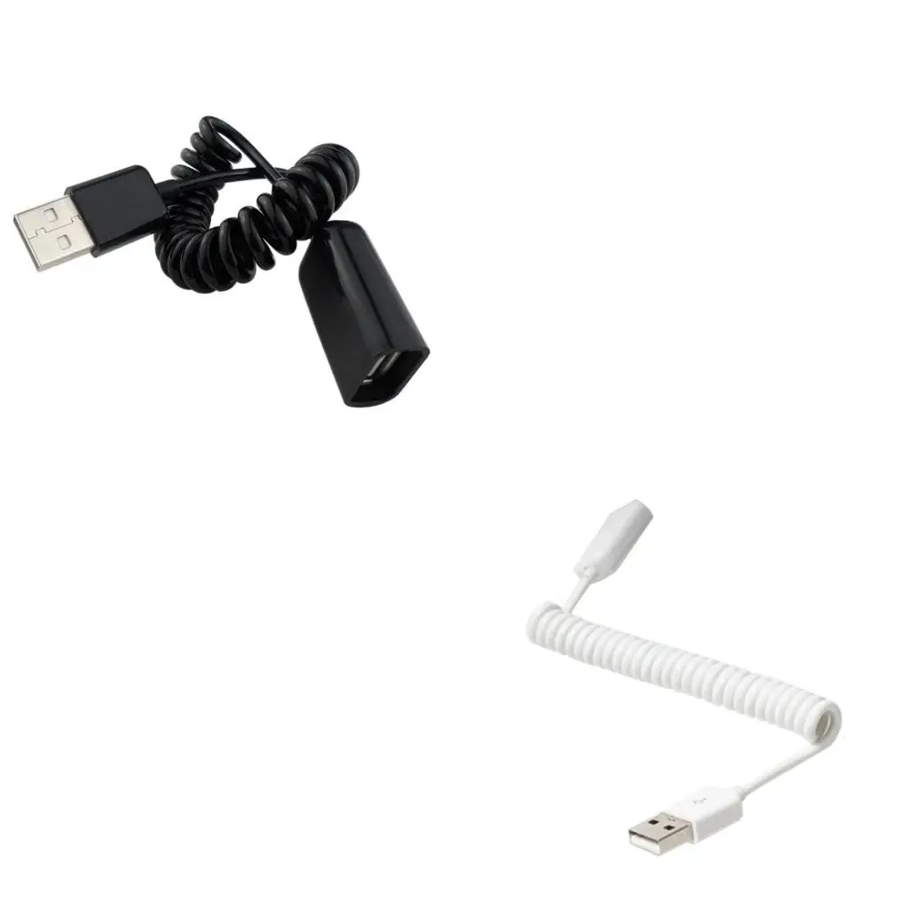 USB 2.0 Male To Female Spiral Coiled Adapter Cable 1M/3.2Ft Spring Telescopic Extension Wire Cord For Charging