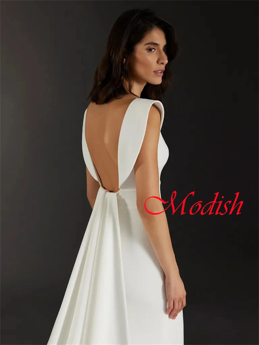 Белое свадебное платье из органзы по индивидуальному заказу, темпераментное свадебное платье с v-образным вырезом и короткими рукавами без рукавов, свадебное платье русалки со шлейфом