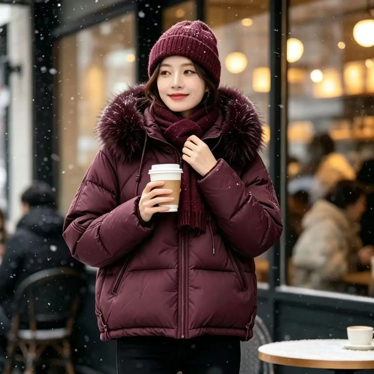 Fashion Down Coat Women Parkas 2027 Winter New Cotton-padded Jacket Ladies Short Korean Outwear Loose Fur Collar Thick Overcoat