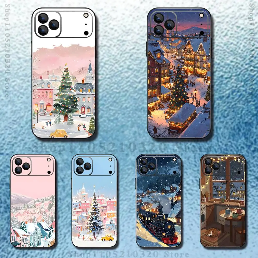 

Ins Cartoon Christmas Style Phone Case For iPhone 17,16,15,14,13,12,11,Pro,Max,Plus,E,Air,Mini Protective TPU Cover