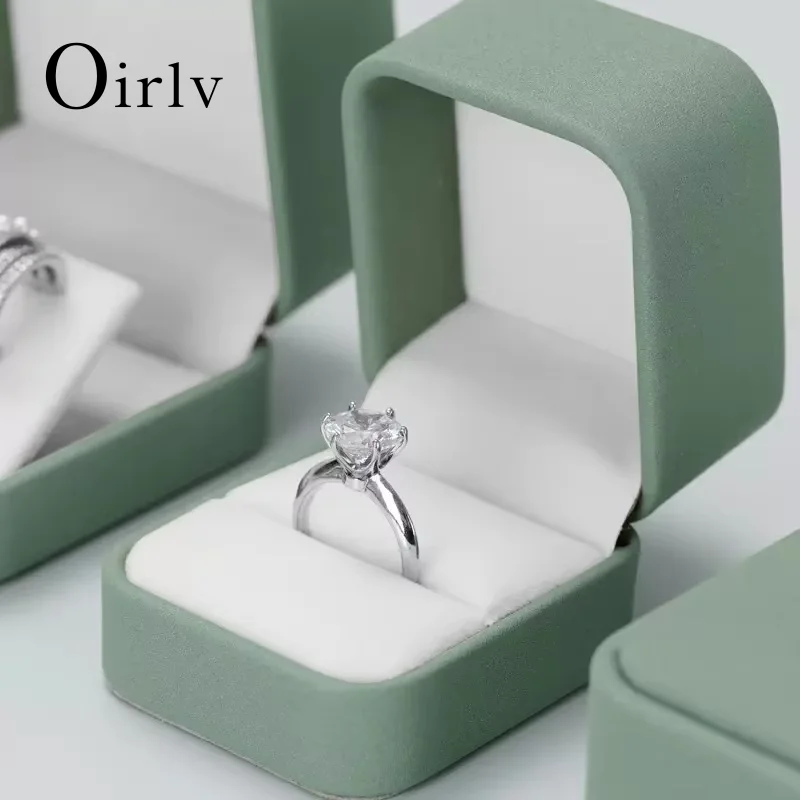 

Oirlv Olive Green Leather Jewelry Organizer Wedding Ring Box Pendant Bracelet Necklace Storage Case Gift Packaging Display Box