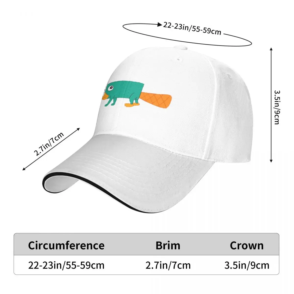 Perry The Platypus Cap Fashion Casual Baseball Caps Adjustable Hat Hip Hop Summer Unisex Baseball Hat Customizable Polychromatic