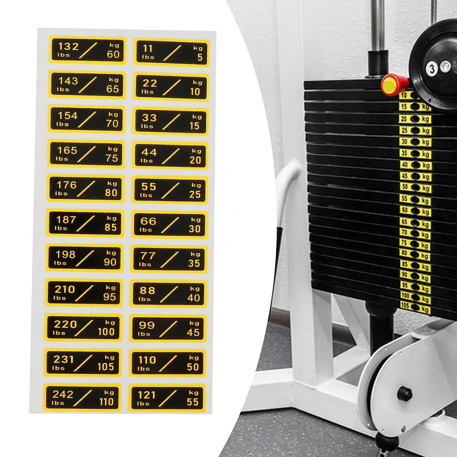 Gym Equipment Accessories Weight Stack Labels PP Material Weighted Stickers for Workout Machine Identification at Home
