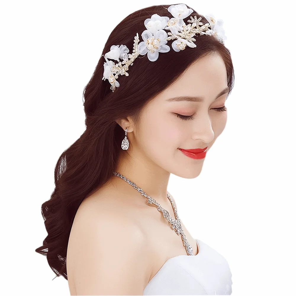 

Hair Hoop White Bride Headdress Flower Forest Photography Headband Branch Korean Style Wedding Hair Accessories Girls