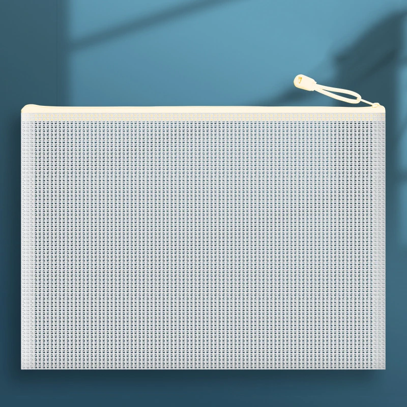 Waterproof Transparent Document Bag Thickened A4 Grid Macaron-colored File Bag Portable Test Paper Bag Office Supplies