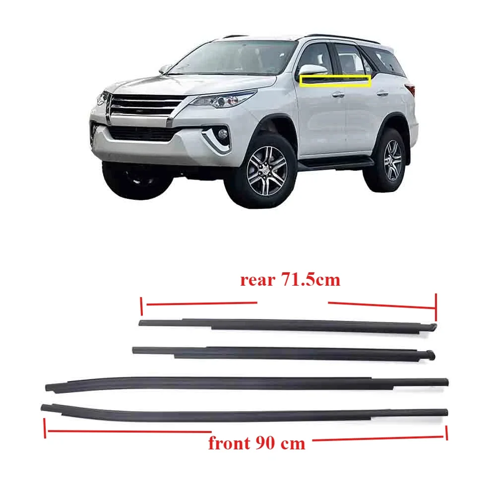 4 Pcs 2015-2020 Black Outside Windows Rubber for Toyota Fortuner Glass Protector Weather Strip for Glass Outer 68162-0K030