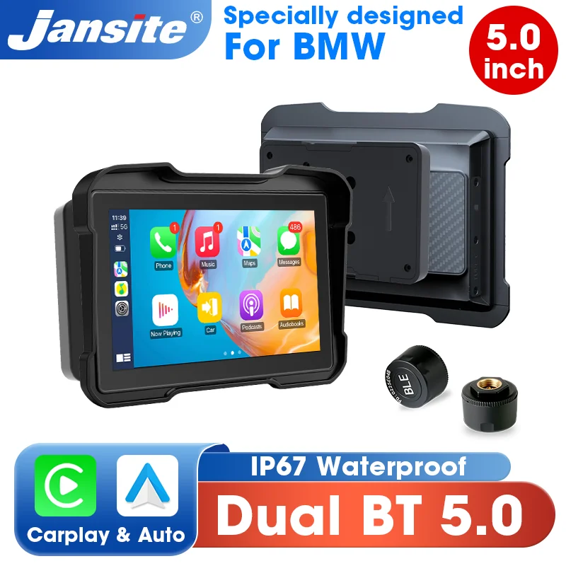 

5'' Motorcycle CarPlay Android Auto for BMW R1200GS/ R1250GS/ R1300GS/S1000XR GPS Navigation IPX7 Waterproof Moto Display Screen