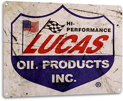 Lucas Oil Logo Garage Auto Shop Gas Retro Advertising Wall Decor Metal Tin Sign 8x12in