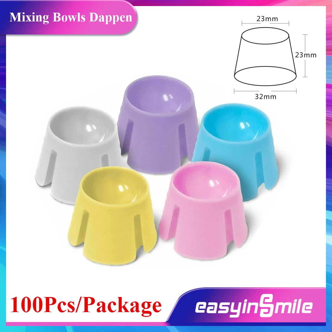 100Pcs/Pack Dental Disposable Multi-purpose Dappen Dish Bowls Color Mixed EASYINSMILE