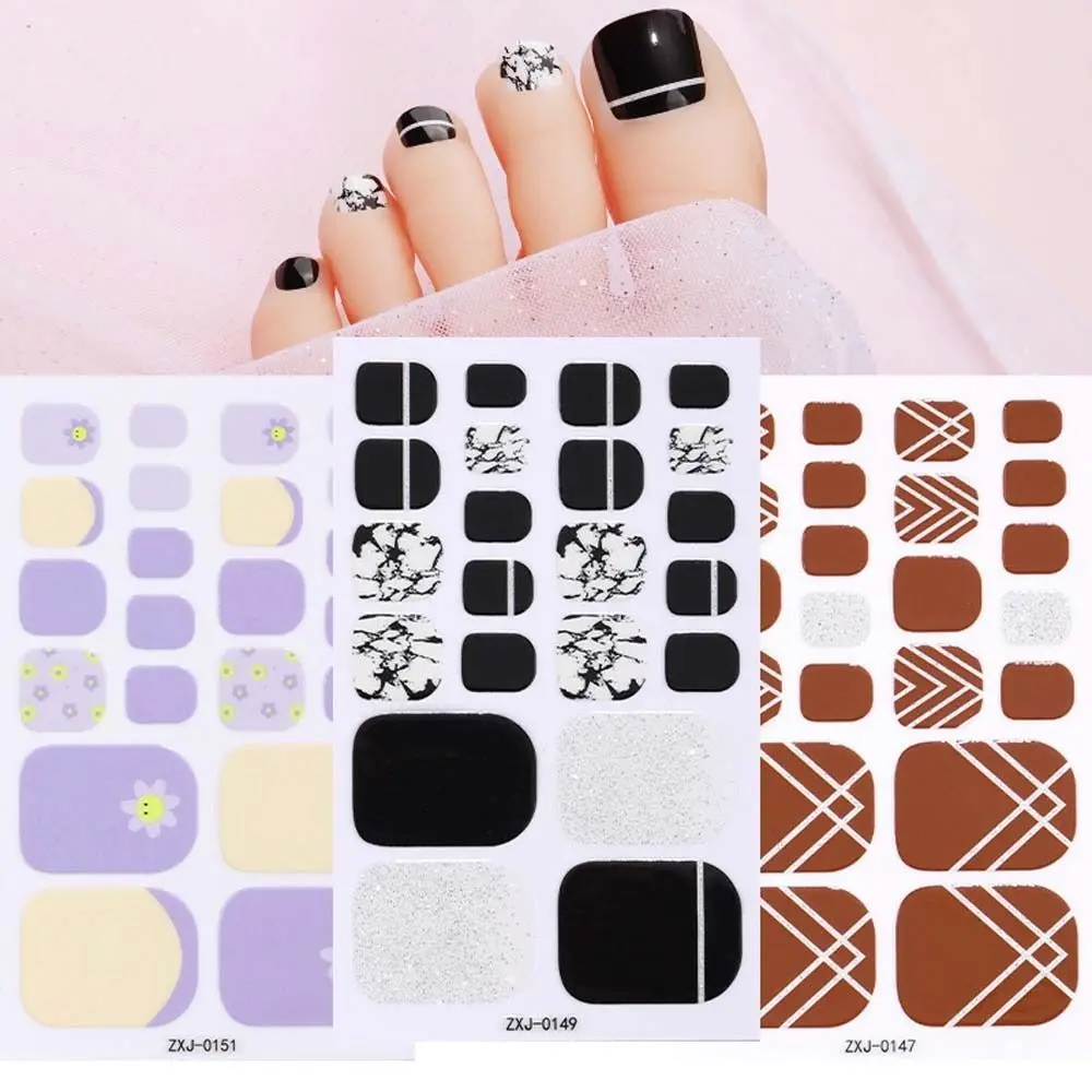 22 İpuçları/sac ayak tırnak çıkartmaları su geçirmez moda ayak tırnak sarar Nail Art tam kapak yapıştırıcı folyo çıkartmalar manikür çıkartmaları