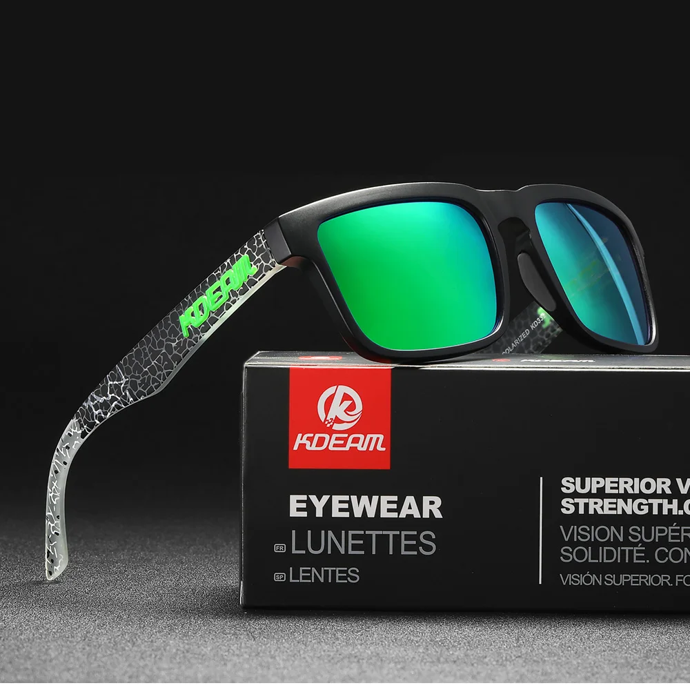 KDEAM männer Polarisierte Sonnenbrille Angeln Lebensstil Gespiegelt Farbe Blockieren Sonnenbrille Frauen Legende Platz Sonnenbrille Mit Box – Detail 23