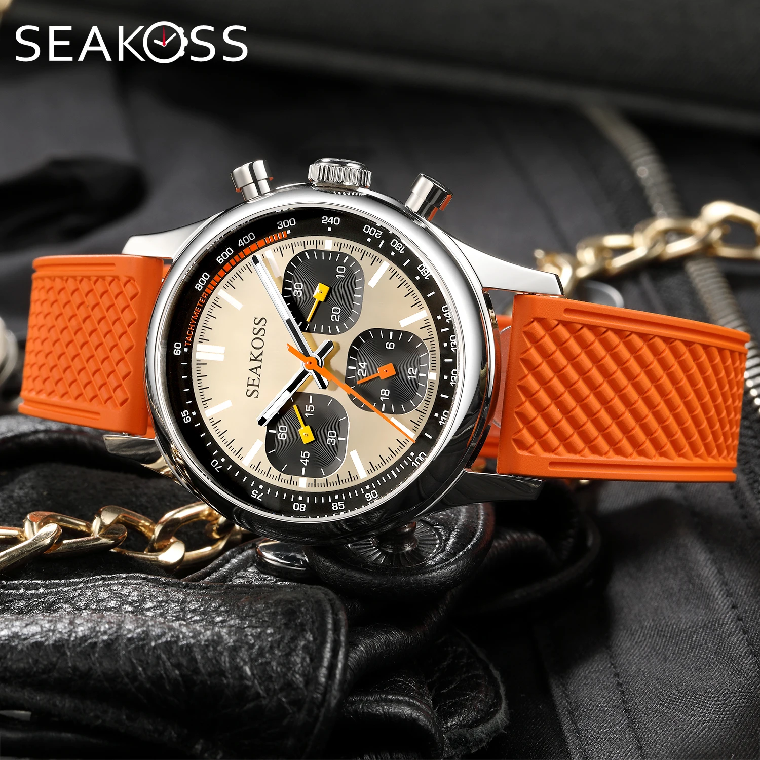 SEAKOSS Sapphire Glass 1963 Pilot 3-Eye Chronograph Men's Watch 40mm Original Seagull ST1903 Manual Winding Mechanical Watch