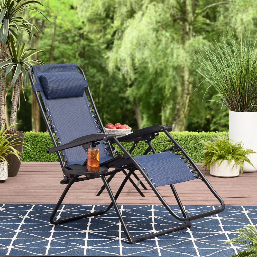 New Outdoor Zero Gravity Chair Lounger 2 Pack - GreyOutdoor Portable Foldable Chair