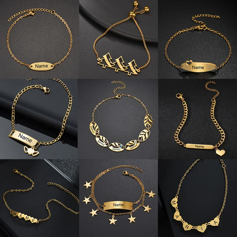 

Nextvance Customized Bracelets For Women Personalized Stainless Steel Engraved Name Bracelet Jewelry Christmas Gifts Daily Wear