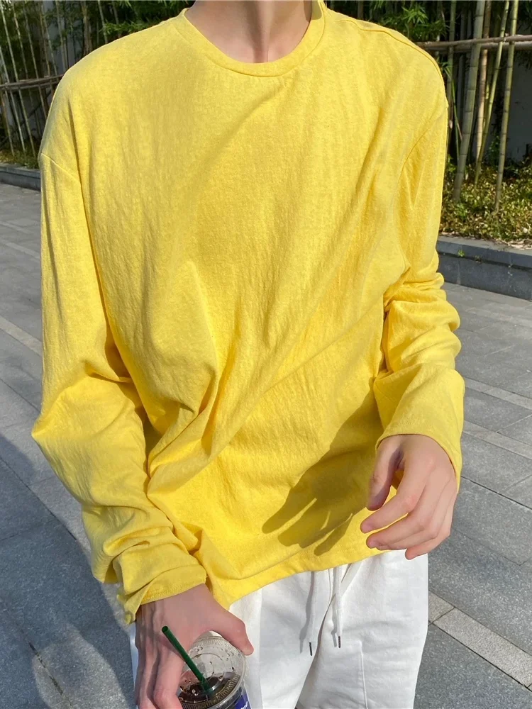 Ice Sensation Snowflake Linen Men's T-Shirt Lightweight Loose Long Sleeve Sunshade Silk Bamboo Fiber Air Conditioning Trendy