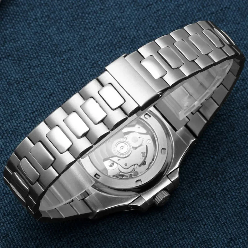 25*13mm Stainless Steel Watch Strap Bracelet Silver Metal Watch band with Folding Clasp For Patek Philippe Nautilus 5711 / 5726