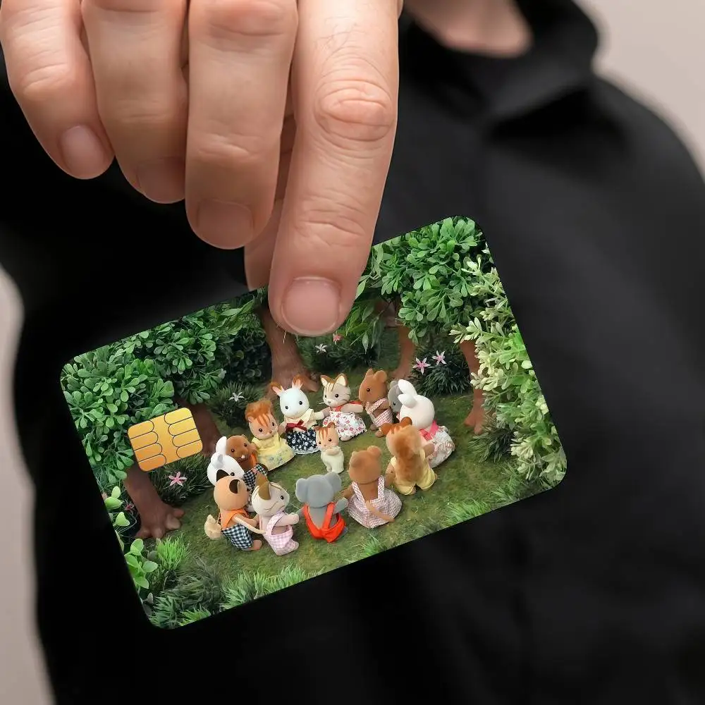 Autocollants imperméables pour cartes de crédit, cartes de débit et cartes de transport, 4 pièces, S-Sylvanian F-Families