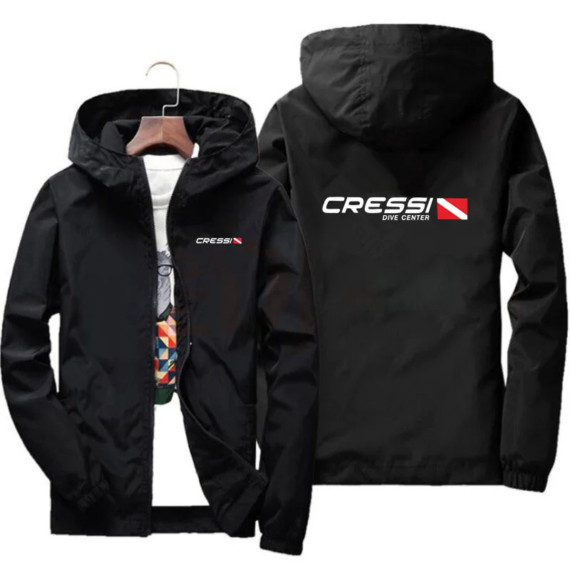 Cressy Men's Hooded Diving Jacket Zipper Coat Coat Jacket Loose Casual Jacket