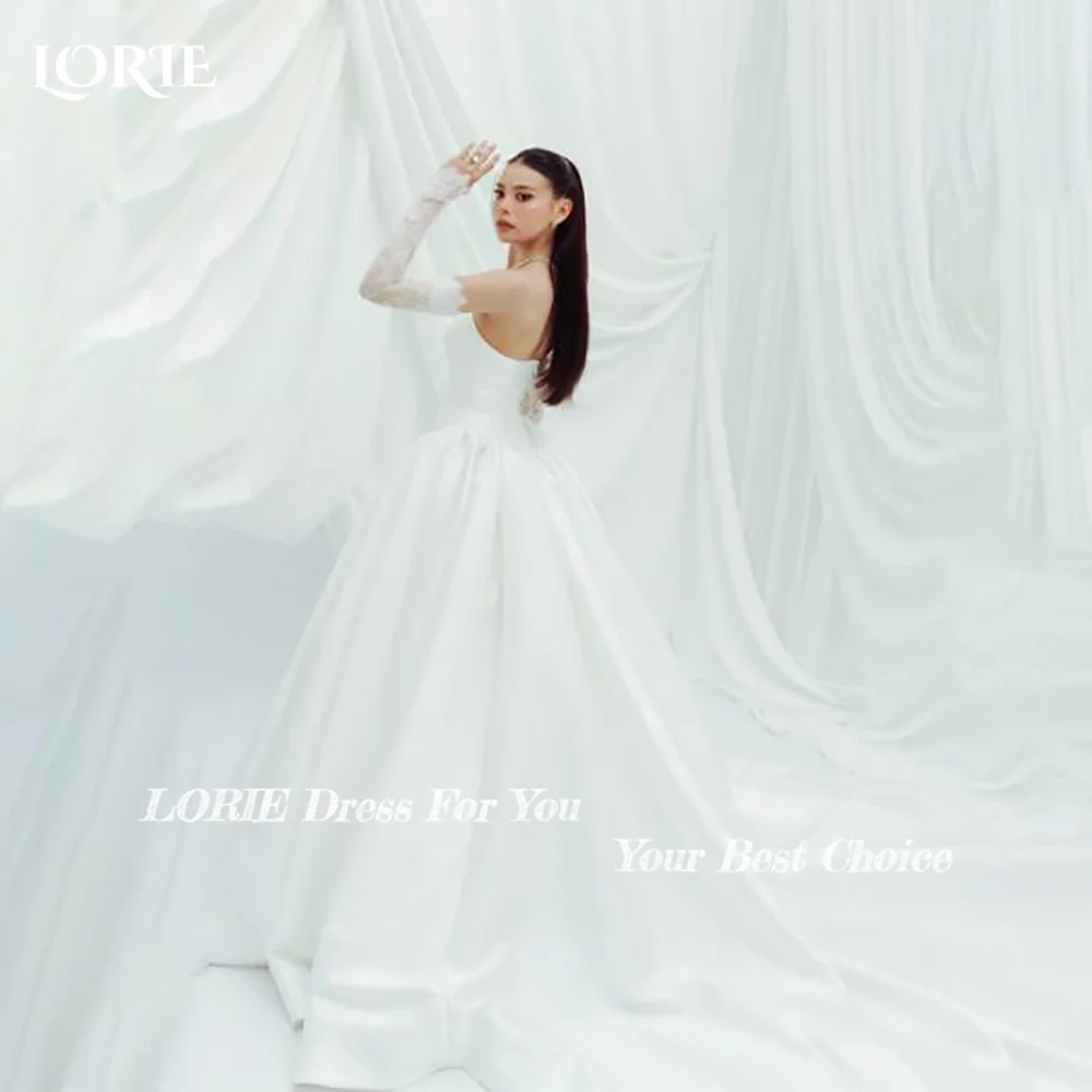 

LORIE Modern Wedding Dress Strapless Sweetheart Chiffon Pleats A-line Bride Gown Customized Corset Bride Dress Plus Size Dress