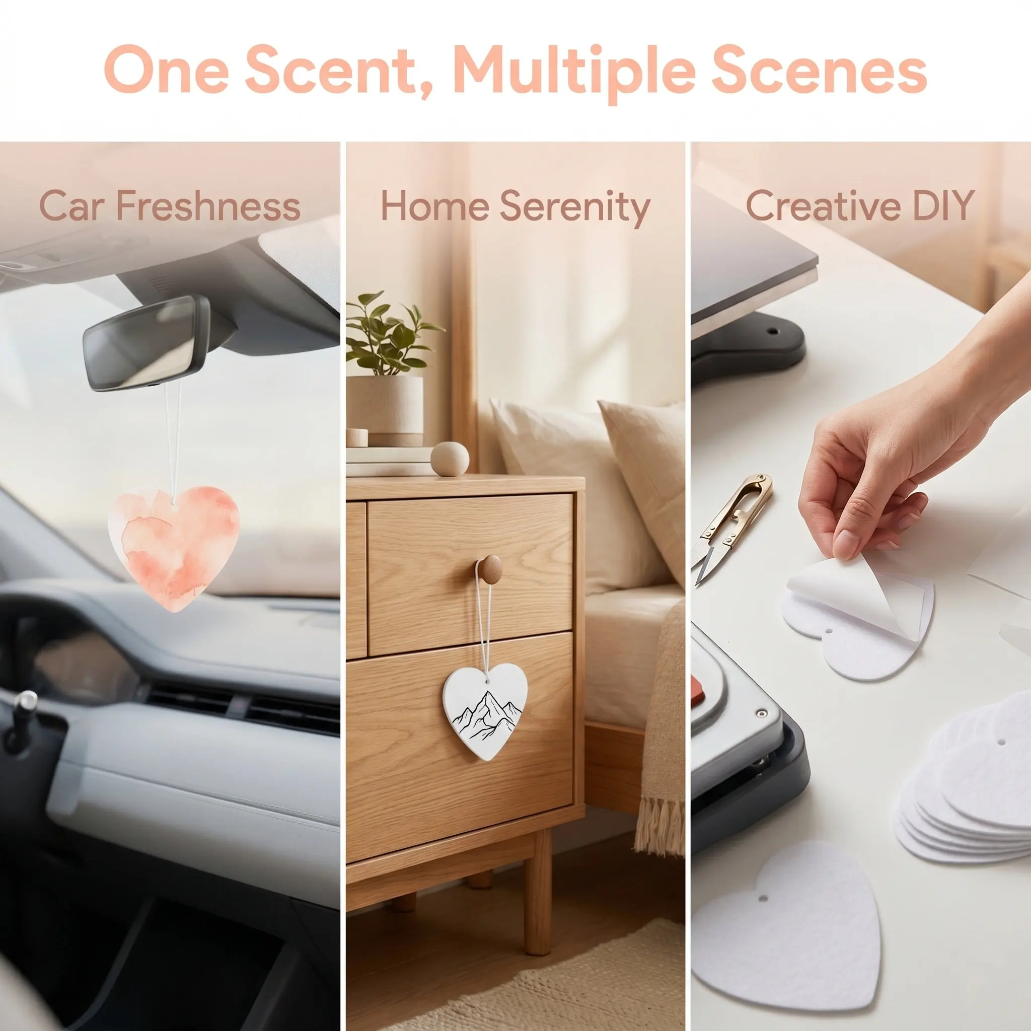 1Set Sublimation Air Freshener Sheets Heart Blank Felt Sublimation Car Freshener Blanks DIY Heat Transfer Air Fresheners Elastic