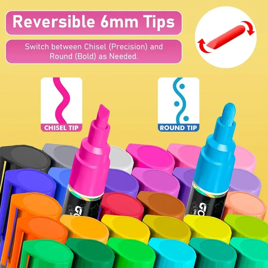 ปากกาชอล์กเหลว 30 สี สำหรับกระดานดำ ปฏิทิน กระจก ปากกาสีนีออนแบบล้างออกได้ สำหรับติดกระจกรถยนต์ ร้านอาหาร รุ่น M