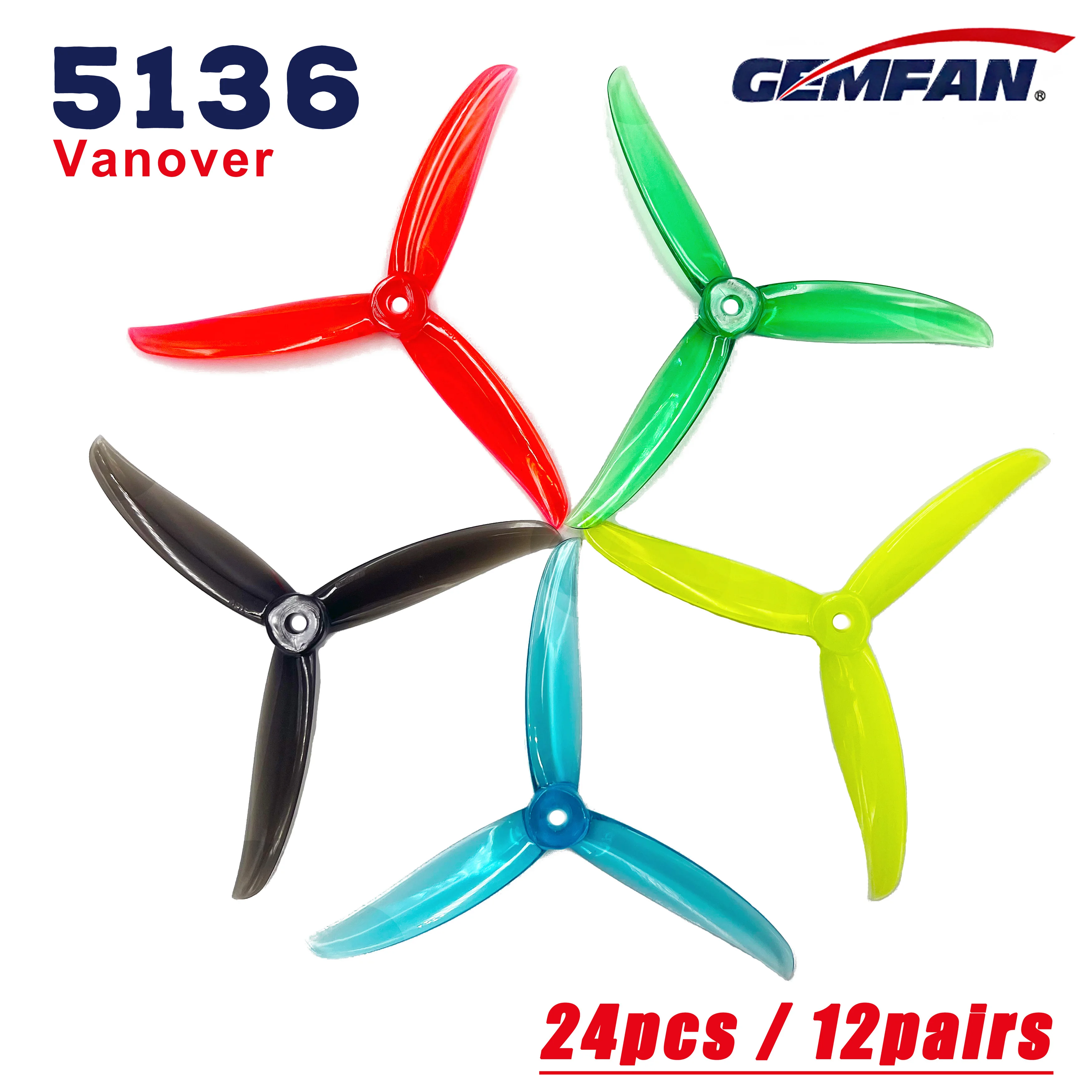 Gemfan Vanover 5136 5.1X3.6X3 3-Blade PC śmigło dla FPV Freestyle Quadcopter Racing Drone 5 cal rekwizyty DIY części — 2