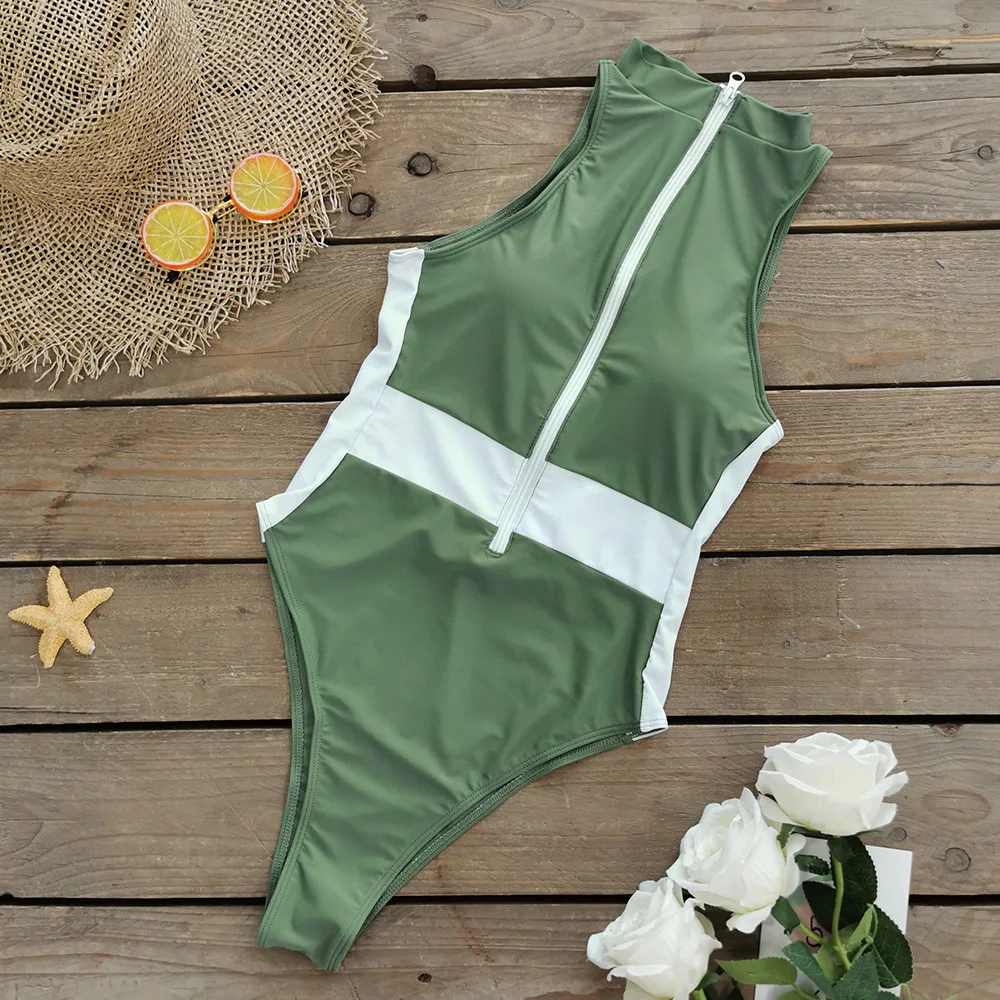 

Sport Swimwear Female Summer One Piece Swimsuit Women Zipper Monokini Biquinis Bathing Suit Bodysuit Black 2024 New Beach Wear