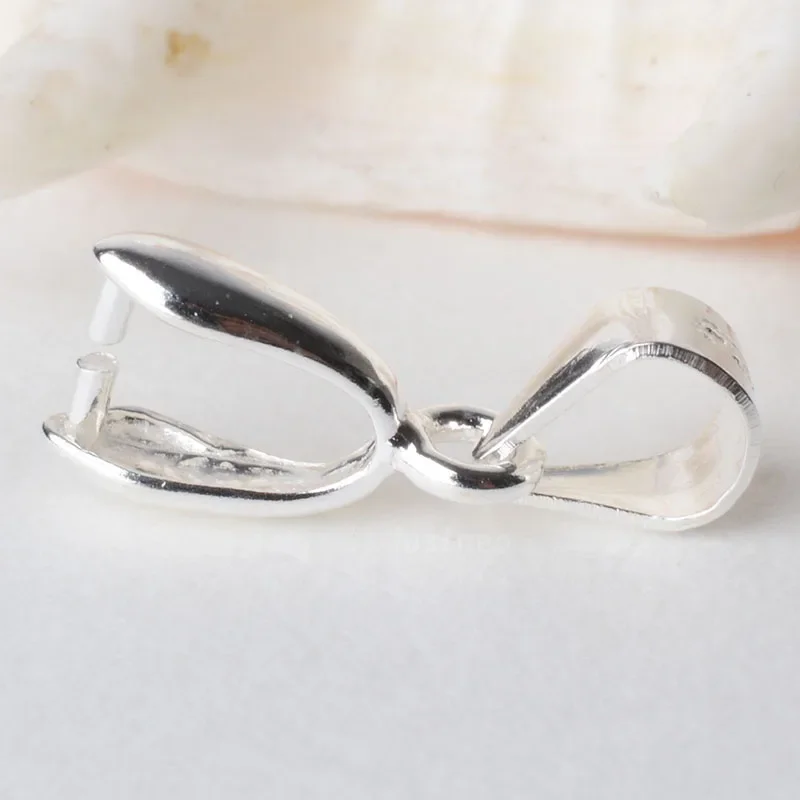 Imagen: Conector de cierre de colgante de fianza de plata de ley 925 maciza, fianza de pellizco con palillo de hielo para collar y colgante, joyería de plata, L